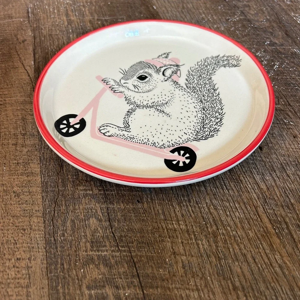 Bloomingville Mini Squirrel on Scooter Pottery Snack Plate Anthropologie  8in